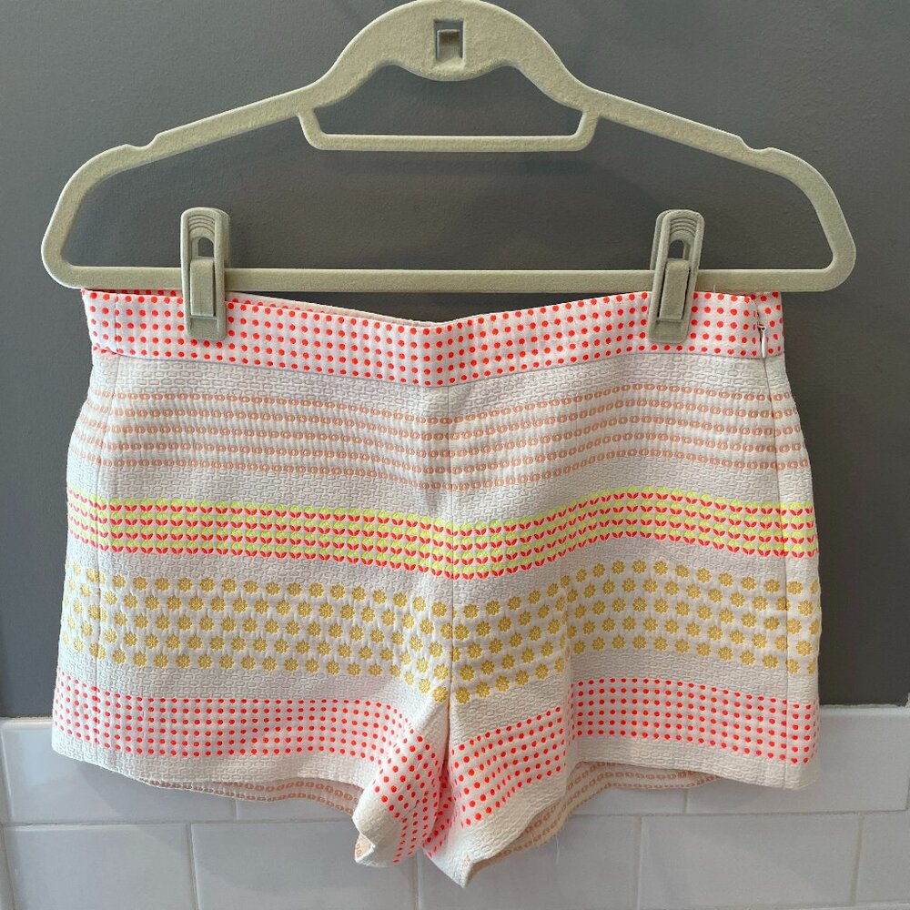 J. Crew Collection Cotton-Blend Neon Pink and Yellow Dot Jacquard Shorts | 4